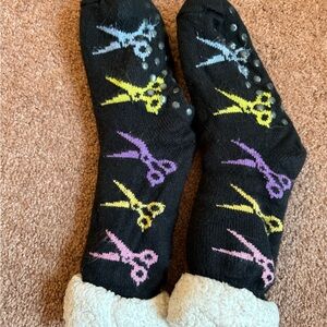 Colorful Scissors hairstylist Black Socks